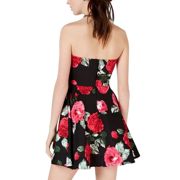 B. Darlin Strapless Floral Rose Mini Fit & Flare Dress Size 5/6 - Picture 3 of 16